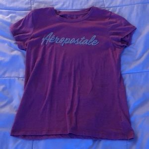 pink tee with silver aeropostale text